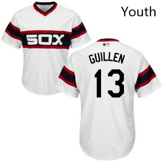 Youth Majestic Chicago White Sox 13 Ozzie Guillen Replica White 2013 Alternate Home Cool Base MLB Jersey